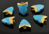 Turquoise Electroplated Shark Tooth Pendant, (BZC-9088-TRQ)